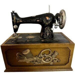 Vintage Sewing Storage Box Wood Replica Singer Machine Antique Model Nostalgia